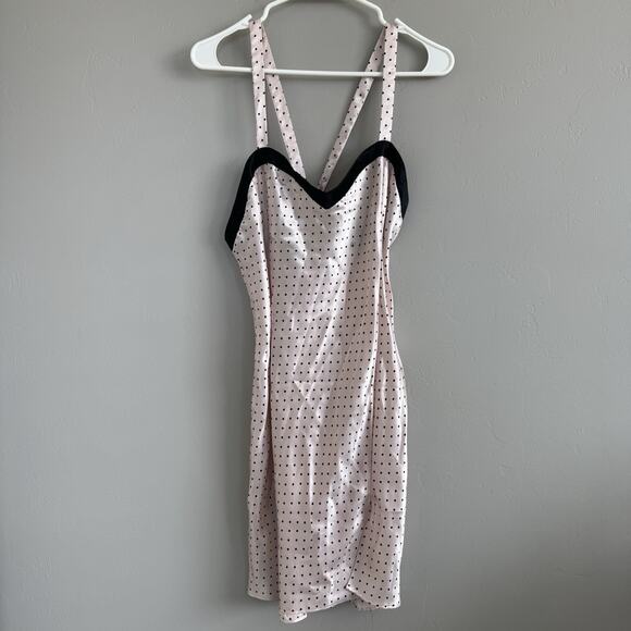 Vintage Marilyn Monroe by Warner’s Pink Satin Polka Dot Nighty Slip Dress Sz M - Picture 7 of 8
